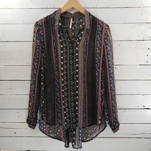 Free People Sheer Moonlight Mile Tie Back Tunic SM